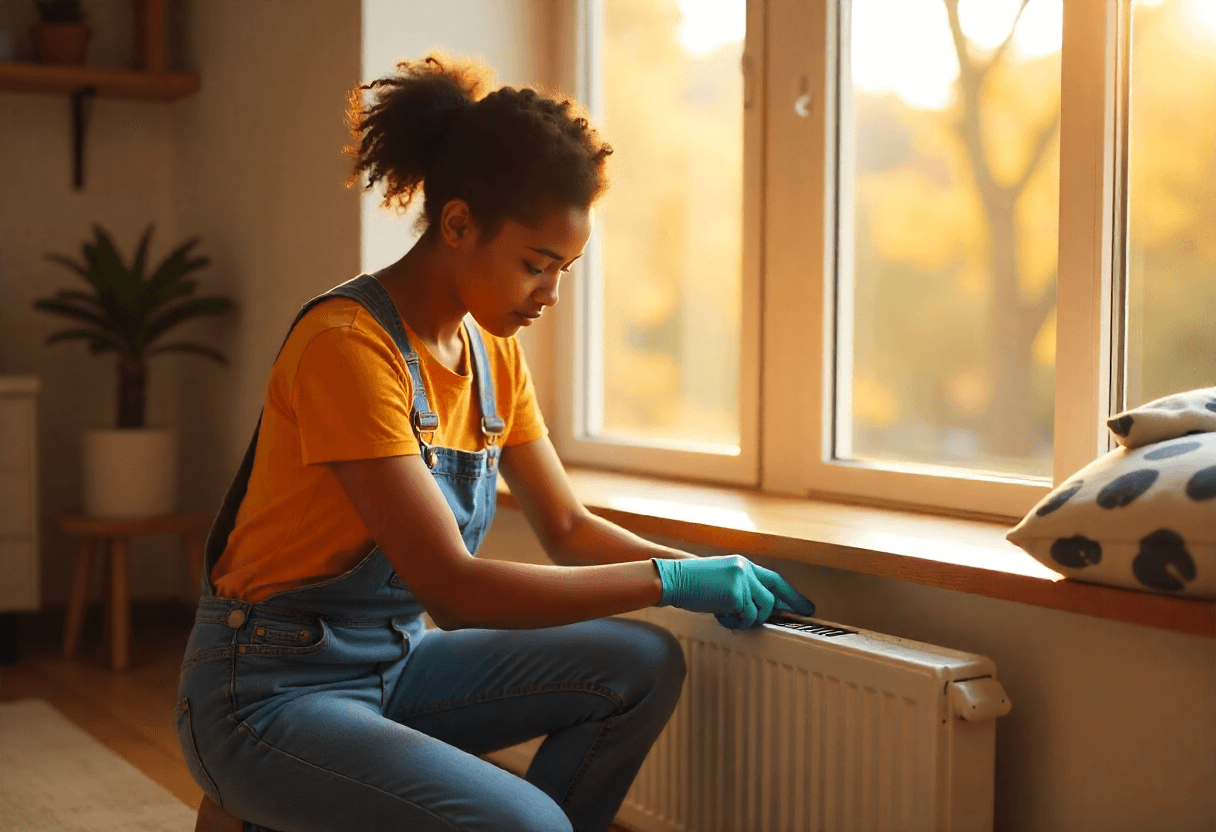 Woman cleaning an air vent at home in New Jersey to improve indoor air quality and reduce HVAC costs.