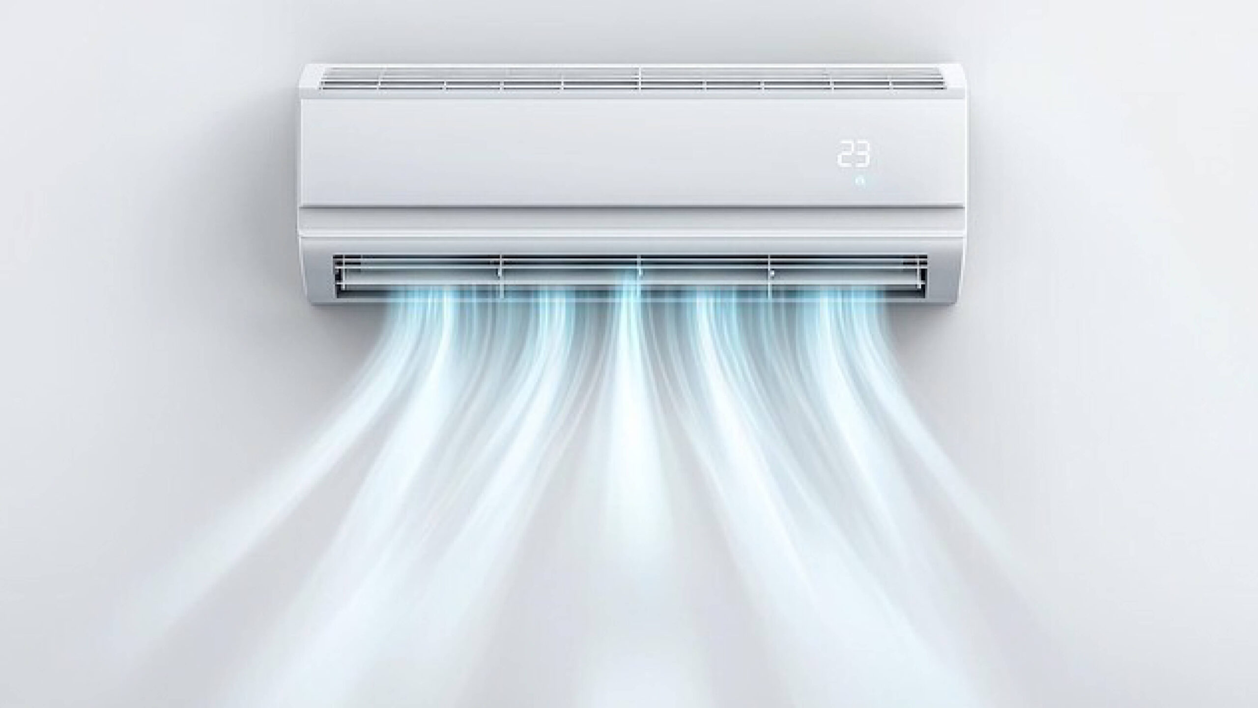 Wall-mounted split AC unit blowing cool air indoors for home cooling in New Jersey.