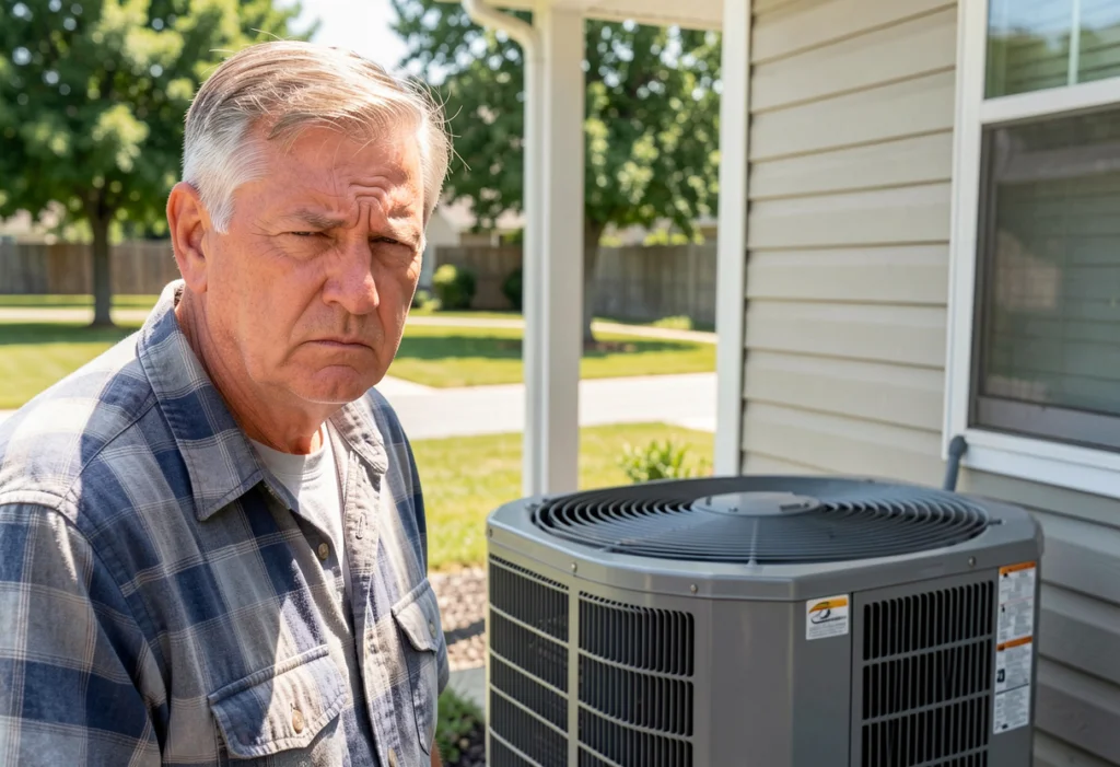 Homeowner frustrated with heat pump blowing cold air in heat mode