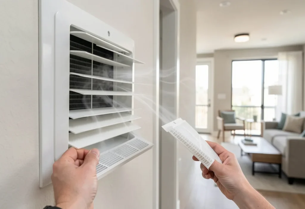 Cleaning HVAC air vent to remove bad smell from air ducts and improve home airflow